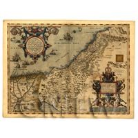 1/12th scale - Dolls House Miniature Old Map Of Palestine From The Late 1500s