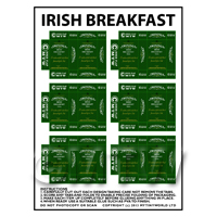1/12th scale - Dolls House Miniature Packaging Sheet of 6 Twinings Irish Breakfast