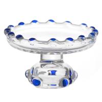 1/12th scale - Dolls House Miniature Blue Glass Single Tier Cake Stand 