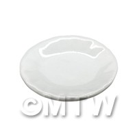 1/12th scale - 25mm Dolls House Miniature White Glazed Ceramic Plate With Fluted Edge