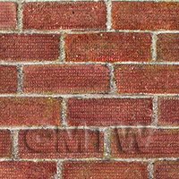 1/12th scale - Dolls House Miniature Dark Red Wave Textured Brick Pattern Cladding