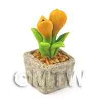 1/12th scale - Miniature Handmade Dark Yellow Ceramic Flower (CFDY1)
