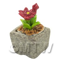 1/12th scale - Miniature Handmade Red Coloured Ceramic Flower (CFR18)