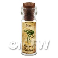 1/12th scale - Dolls House Apothecary Walnut Herb Short Colour Label And Bottle