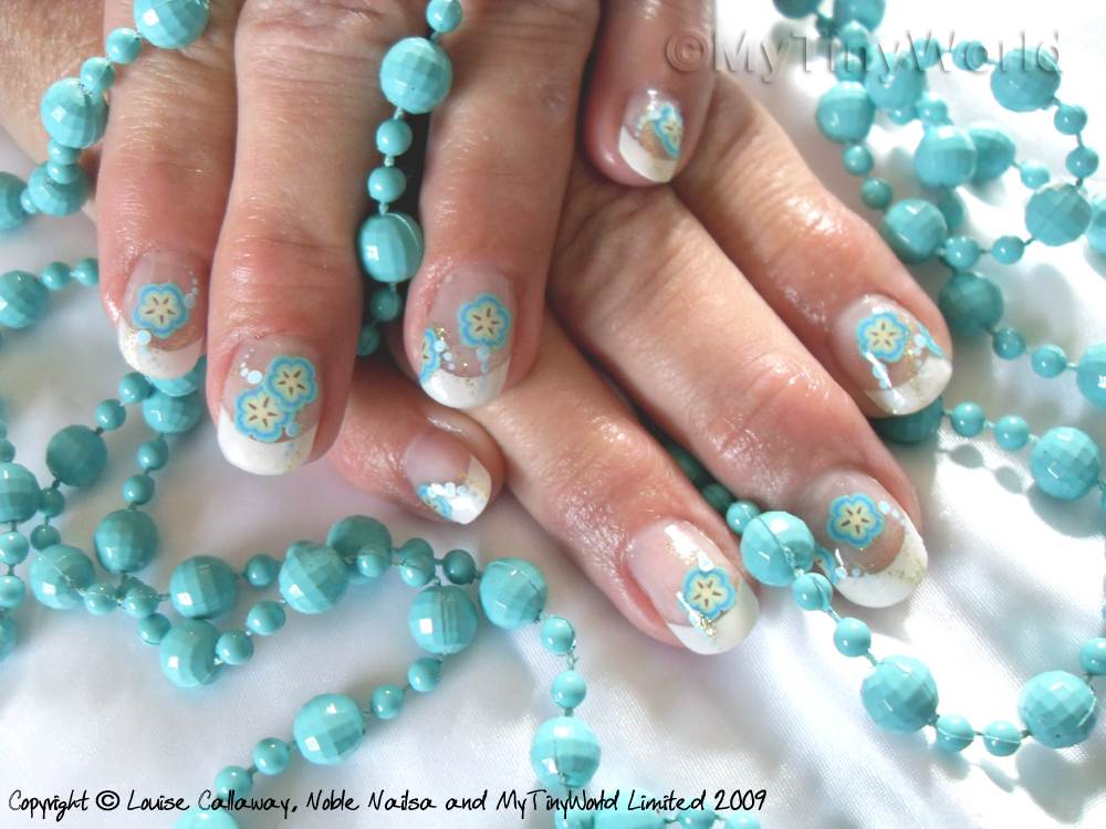 flower nail designs. Aqua Flower Nail Art Acrylic
