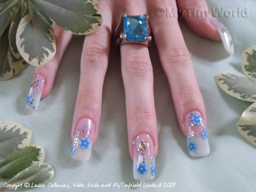 flower nail designs. Blue Flower Nail Art Gel