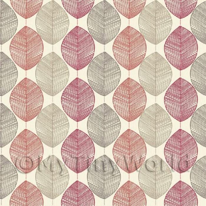 Dolls House Miniature Red And Orange Leaf Wallpaper