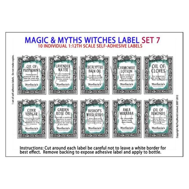 Dolls House Miniature Myth And Magic Label Set 7