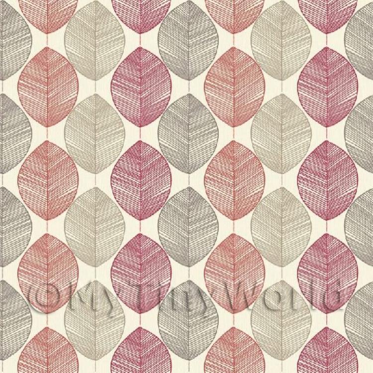 Dolls House Miniature Red And Orange Leaf Wallpaper