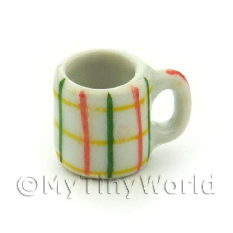 Dolls House Miniature Ceramic Coffee Mug With Crosshatch Pattern
