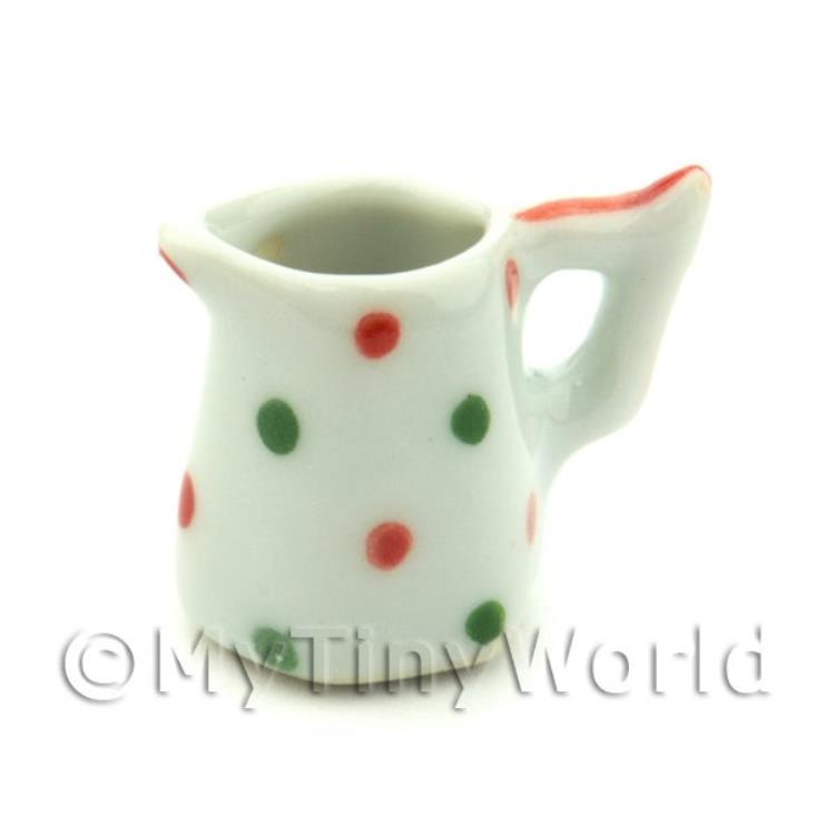 Dolls House Miniature Ceramic 6 Sided Water Jug With Dotty Design