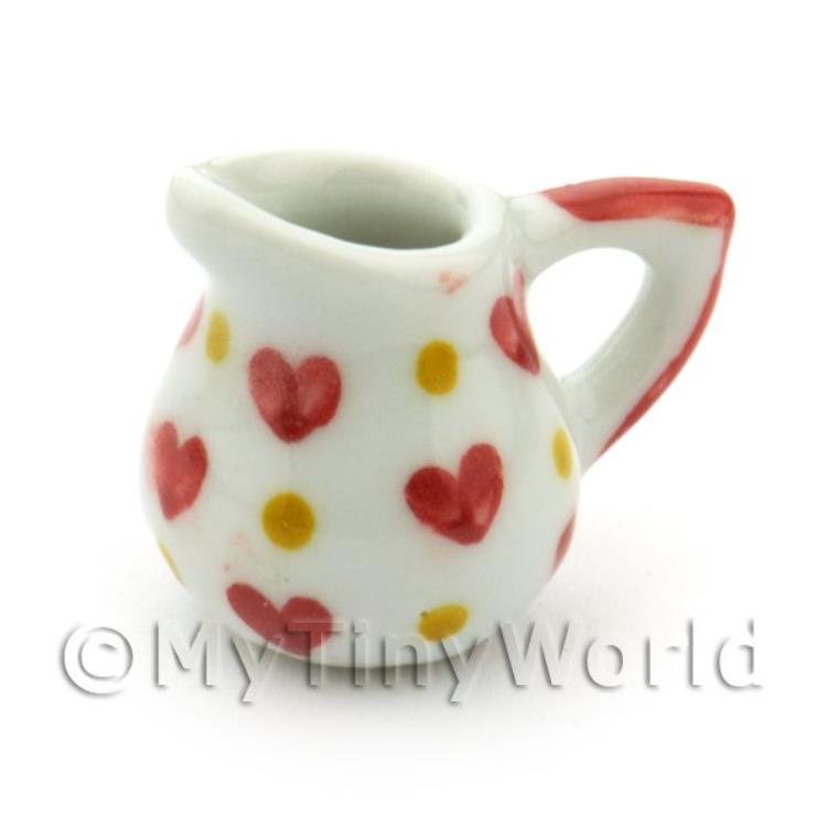 Dolls House Miniature Ceramic Water Jug With Heart Pattern