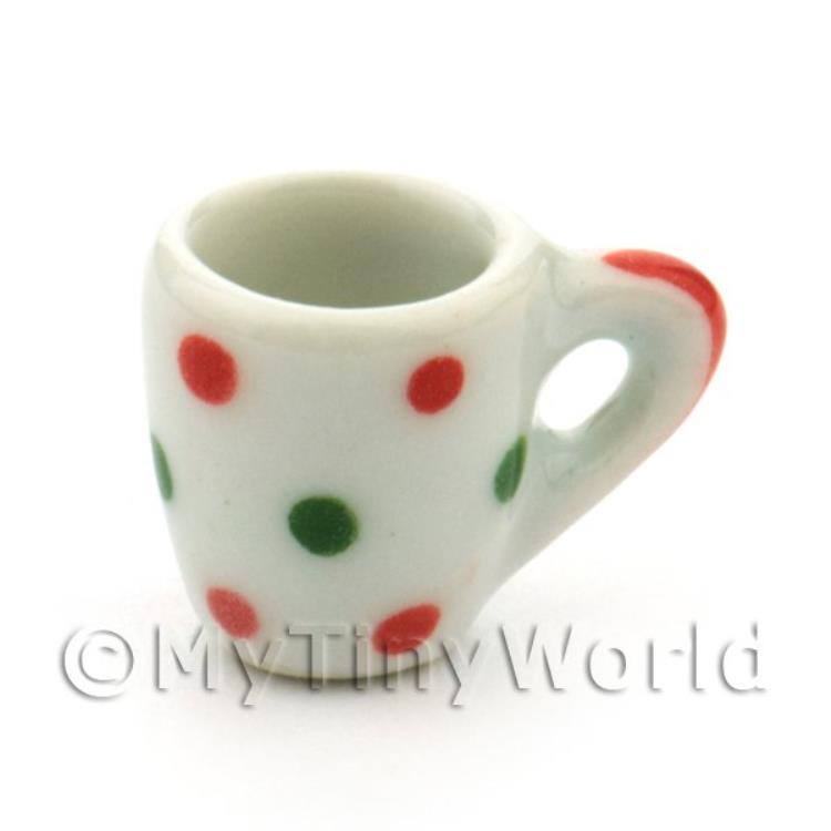 Dolls House Miniature Ceramic Soup Mug With Dotty Design