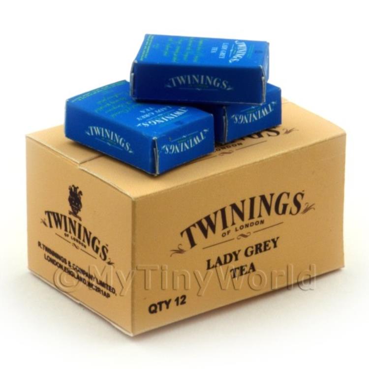 Dolls House Twinings Lady Grey Stock Box And 3 Loose Boxes