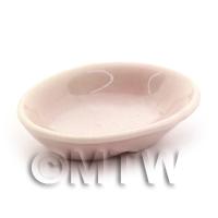 1/12th scale - 27mm Dolls House Miniature Hint Of Pink Ceramic Serving Dish
