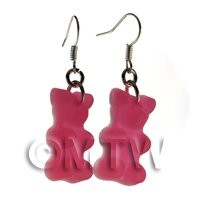 1/12th scale - Pair of Translucent Pink Jelly Bear Earrings