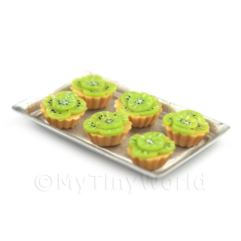 6 Suelto casa de muñecas en miniatura de Fresa y Crema Tartas en una bandeja