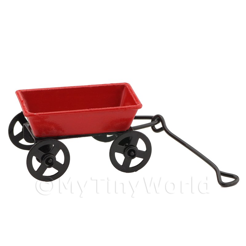 Casa De Muñecas En Miniatura Rojo Antigua Metal Tire a lo largo de carro
