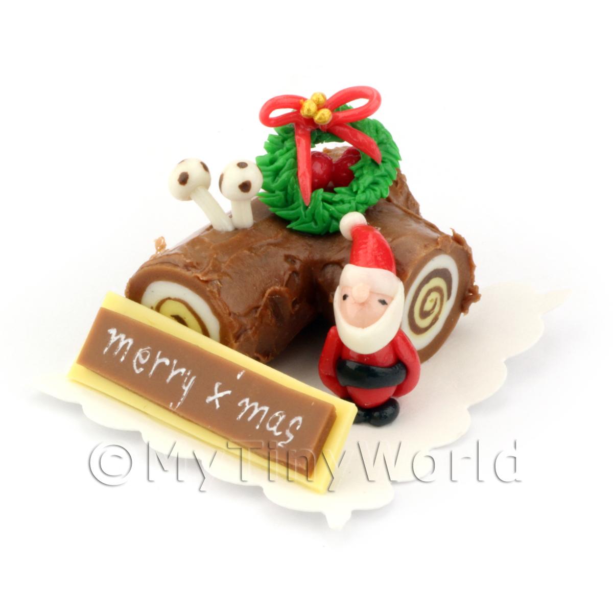 Miniature Yule Log Christmas Cake Dolls House Miniature Food Bakery Item  for Doll House 1:12 Scale Polymer Clay MTO -  Sweden