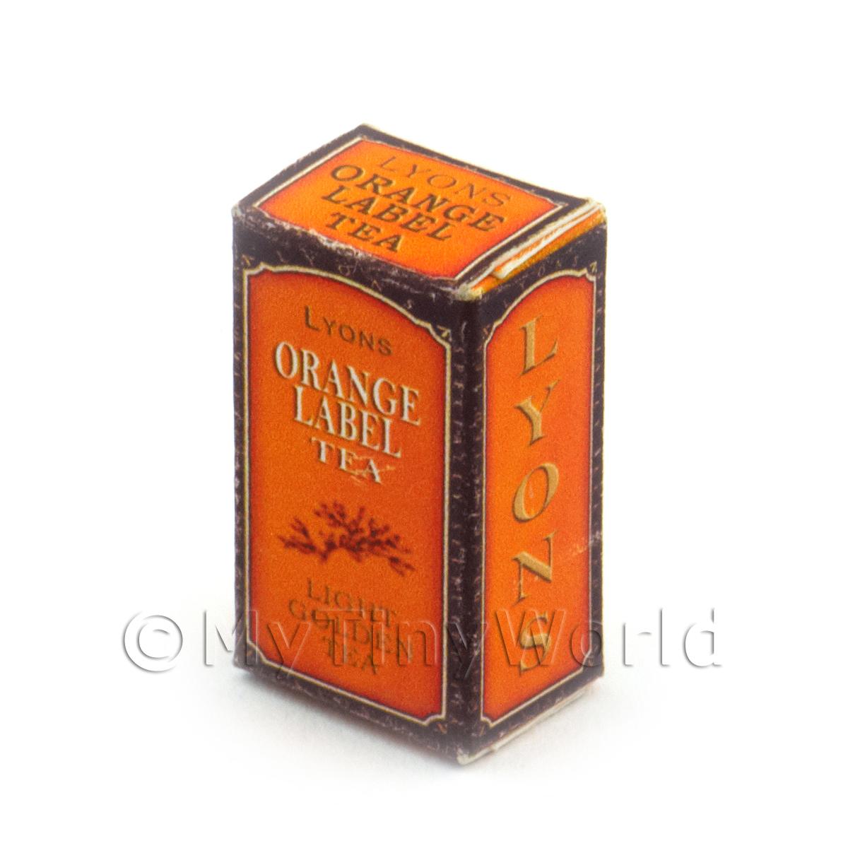 Puppenhaus Miniatur Lyons Orange Label Tee Box 