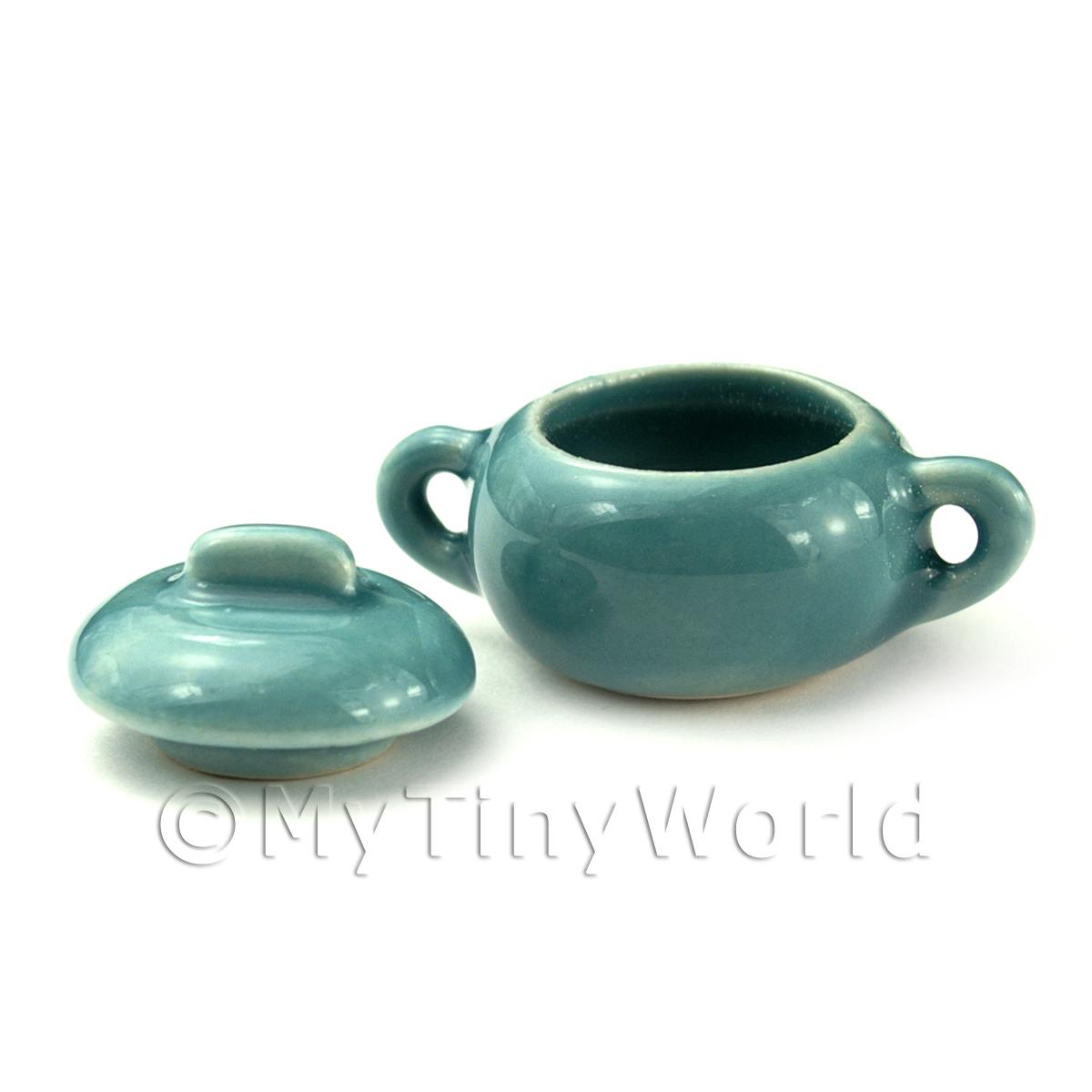 Miniature 23mm Aquamarine Ceramic Lipped Classic Vase 