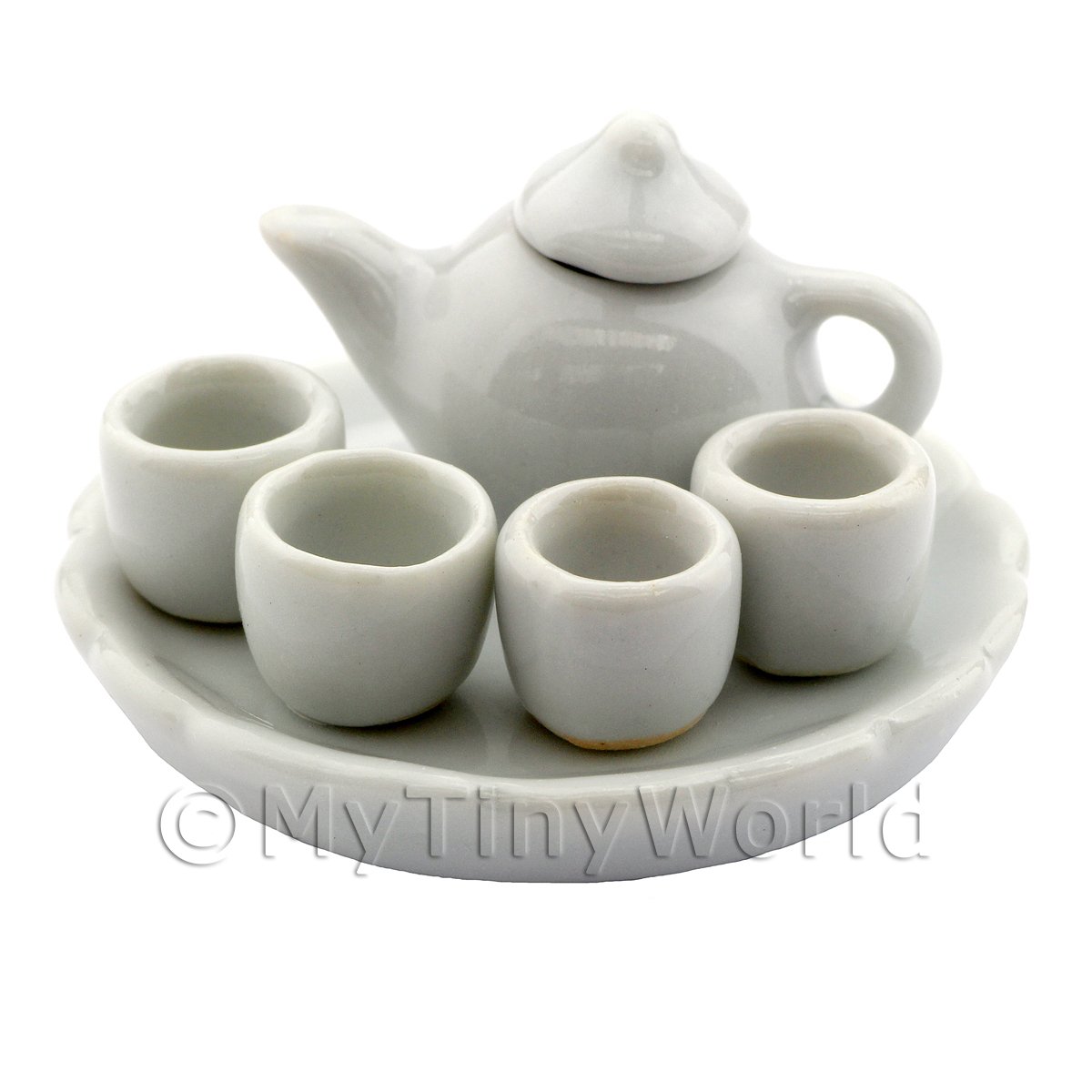 Handmade Dolls House Miniature White Glazed Ceramic Teapot 