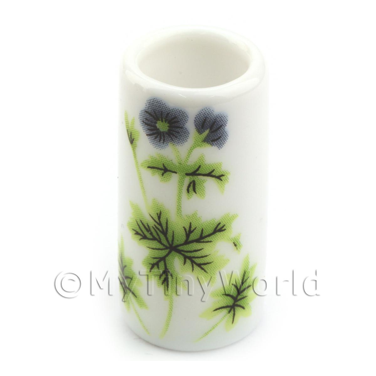 Dolls House Ceramic Walking Stick Stand With Green Flower Design 