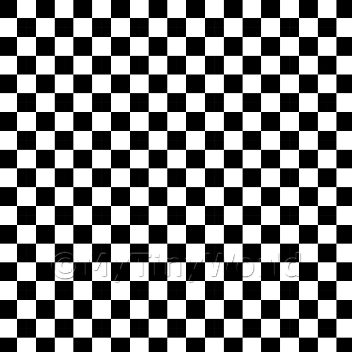 1:48th Classic Black And White Large Checkerboard Design Tile Sheet 