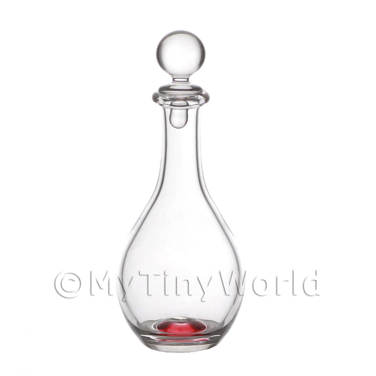 Dolls House Miniature Handmade Red Glass Classic Curved Decanter 