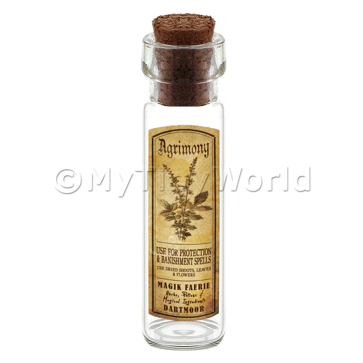Dolls House Apothecary Long Herb Sepia Label And Bottle Set 8 