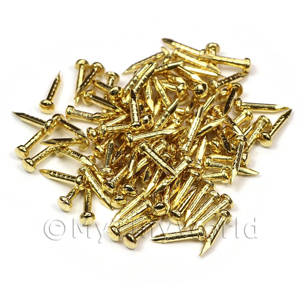 Dolls House Miniature Antique Brass Nail 100 pack 