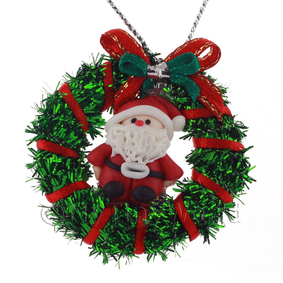 MyTinyWorld Dolls House Miniature Silver Christmas Wreath With Father Christmas