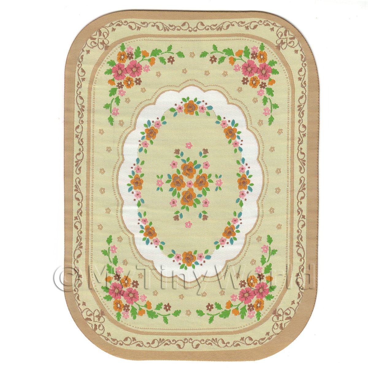 Dolls House Rugs and Carpets Dolls House Large Oval 18th Century Carpet / Rug (18NLO2