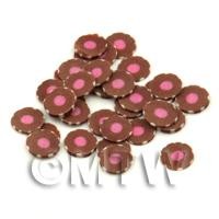 50 Milk Chocolate With Raspberry Fondant Cane Slices - Nail Art (FNS12)