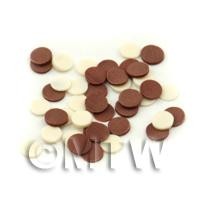 50 White And Milk Chocolate Buttons Cane Slices - Nail Art (FNS13)