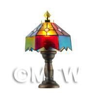 Dolls House Miniature Multi-Coloured Tiffany Table Lamp