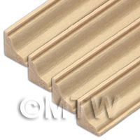 4 x Dolls House Miniature 45cm Wood Cornice / Coving (Style 5)