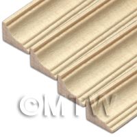 4 x Dolls House Miniature 45cm Wood Cornice / Coving (Style 7)