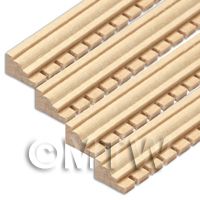 4 x Dolls House Miniature Wood Decorative Moulding (Style 3)