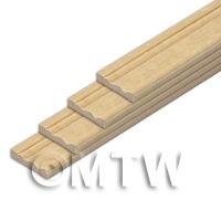 4 x Dolls House Miniature 11mm Wood Skirting Board (Style 3)