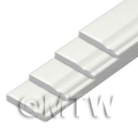 4 x Dolls House Miniature White Painted 20mm Wood Skirting Board (Style 5)
