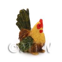 Dolls House Miniature Green And Brown Hen 