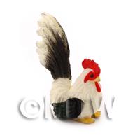 Dolls House Miniature Black and White Cockerel 