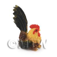 Dolls House Miniature Black And Yellow Cockerel 