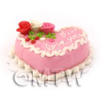 Dolls House Miniature Pink Heart Cake