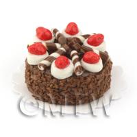 Dolls House Miniature Chocolate Strawberry Cake