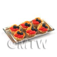 6 Loose Dolls House Miniature  Strawberry and Peach Tarts on a Tray