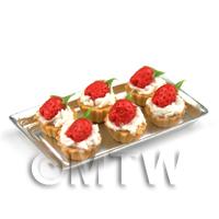 6 Loose Dolls House Miniature  Strawberry and Cream Tarts on a Tray