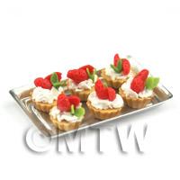6 Loose Dolls House Miniature  Half Strawberry Tarts on a Tray