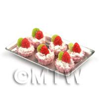 6 Loose Dolls House Miniature  Strawberry and Kiwi Tarts on a Tray